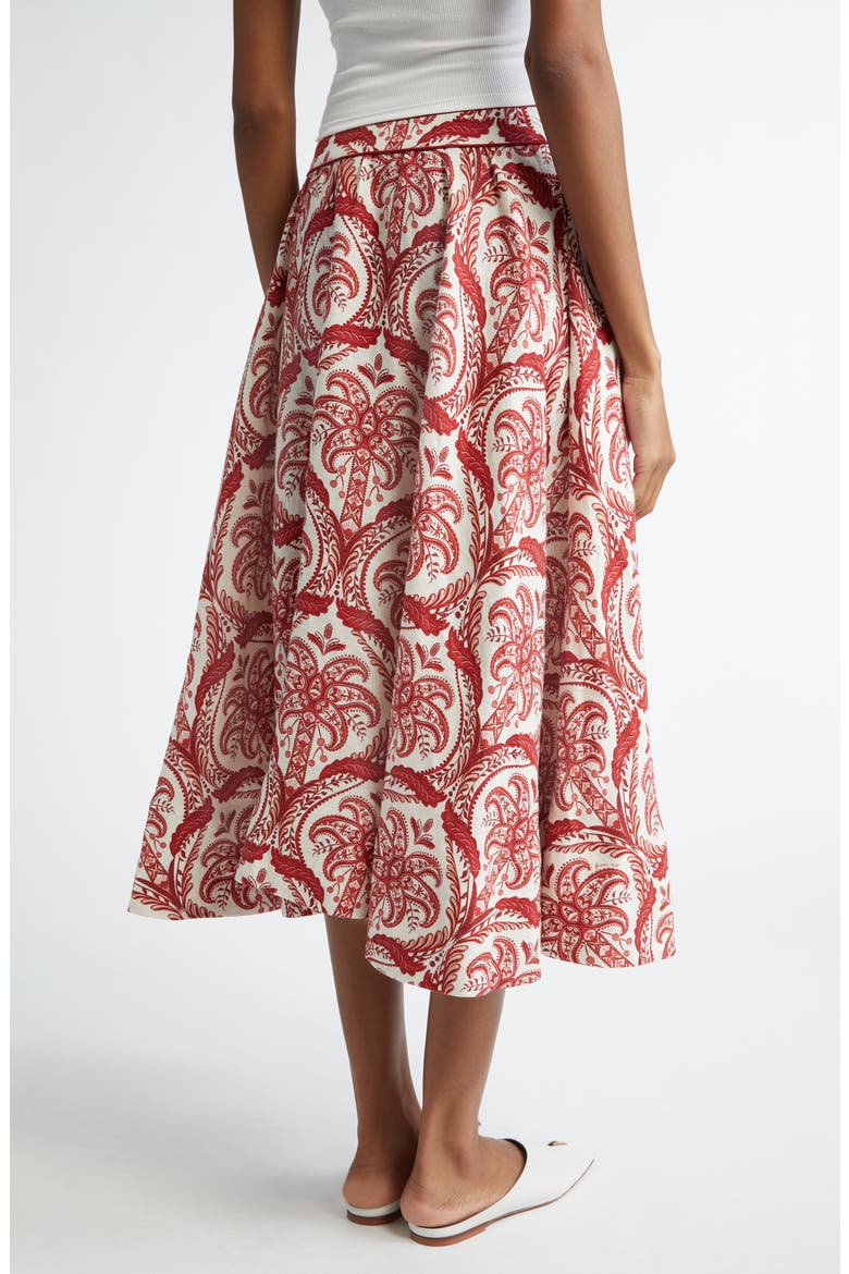 Tropical Cameo Linen Blend Midi Skirt, Alternate, color, TROPICAL CAMEO OFF-W