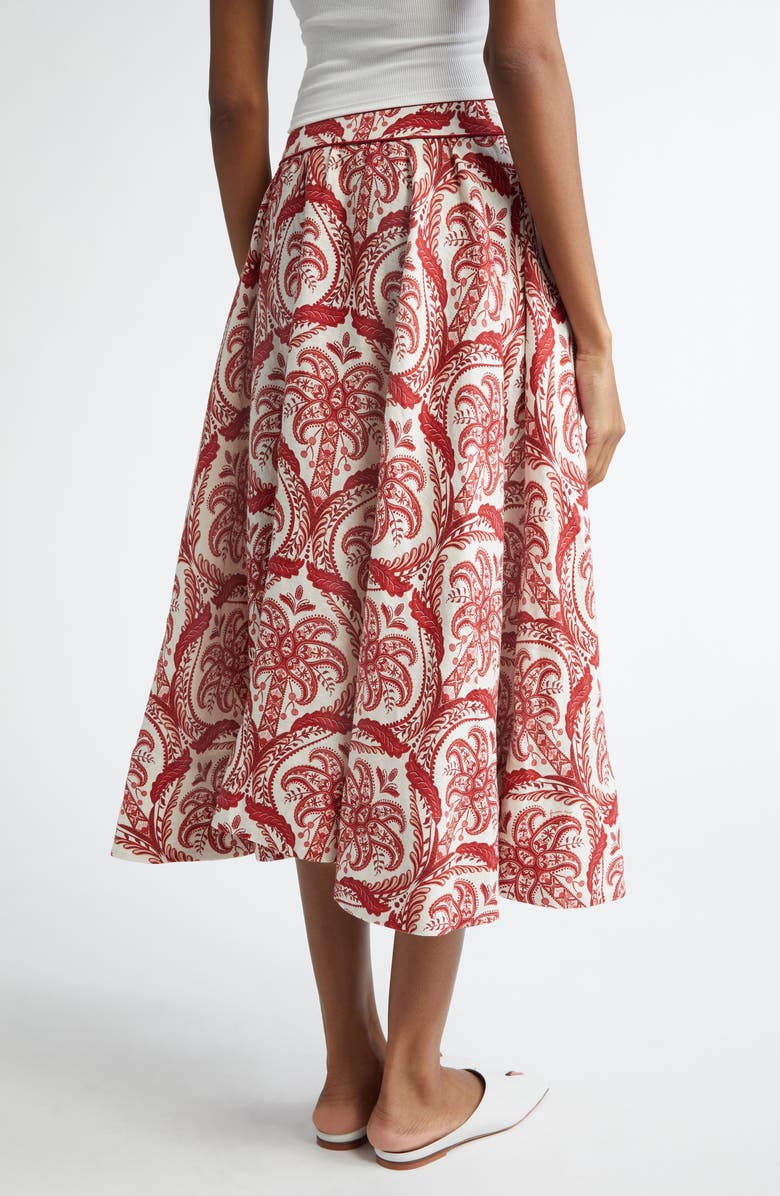 FARM Rio Tropical Cameo Linen Blend Midi Skirt, Alternate, color, 