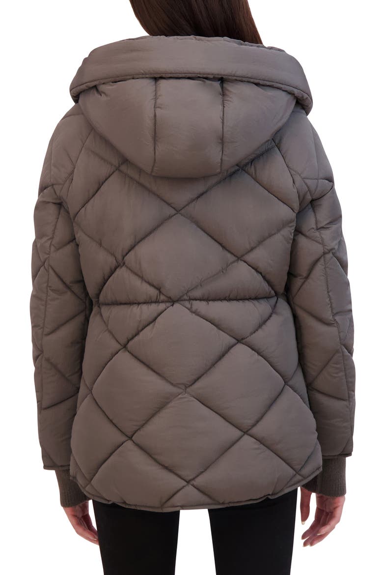 Diamond Quilted Hooded Jacket, Alternate, color, GUNMETAL