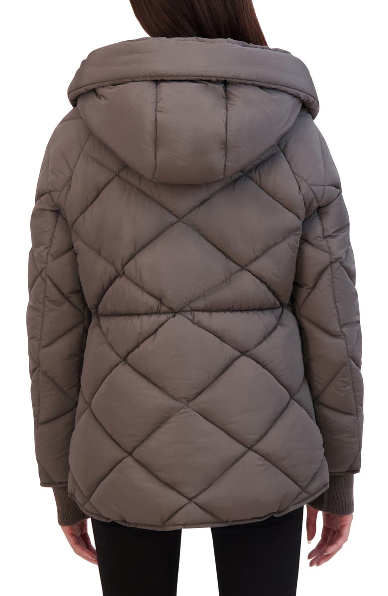 Kenneth Cole New York Diamond Quilted Hooded Jacket, Alternate, color, Gunmetal
