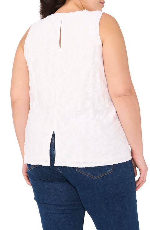 Vince Camuto Jacquard Cotton Blend Keyhole Tank In Ultra White