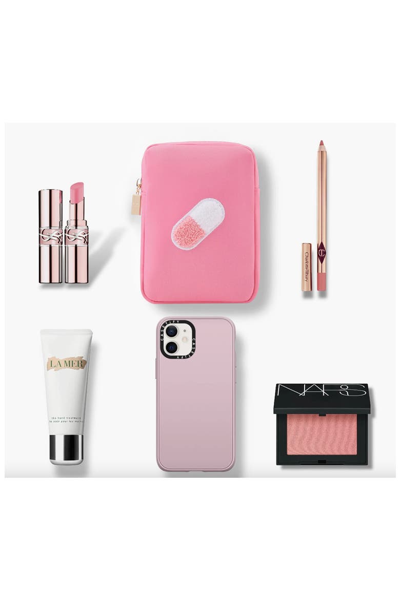 Mini Pill Cosmetics Bag, Alternate, color, BUBBLEGUM PINK