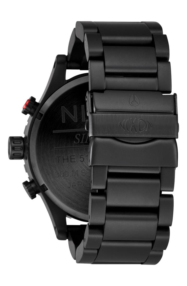 Nixon 51-30 Fisheye Chronograph Bracelet Watch, 51mm, Alternate, color, Fisheye / Super Black / Black