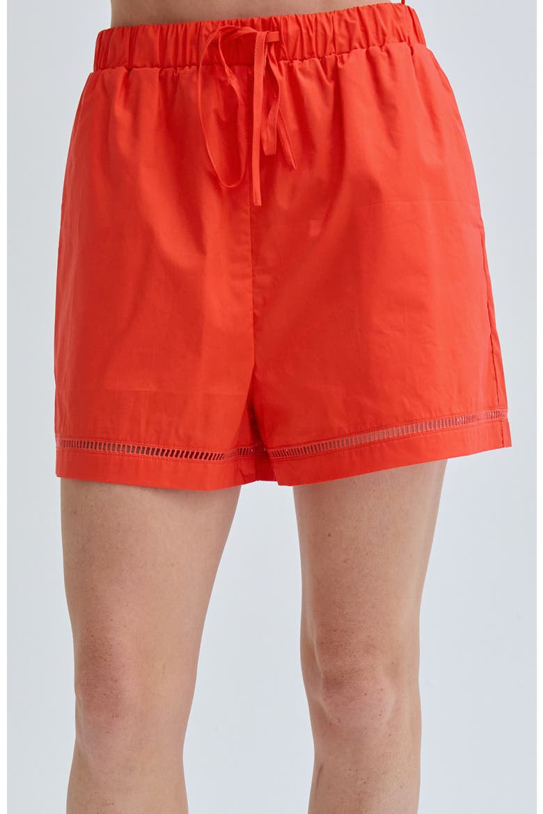 Poplin Lattice Trim Shorts, Main, color, Burnt Orange