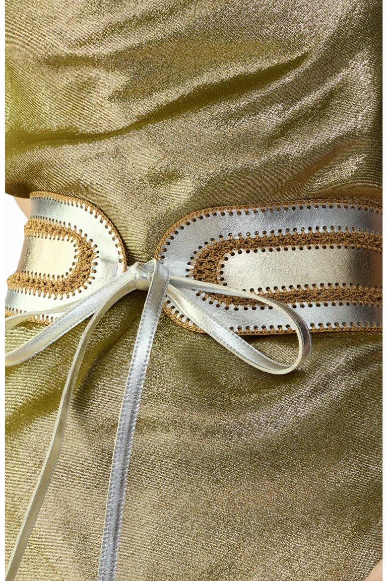 Metallic Vegan Leather Belt, Main, color, Gold