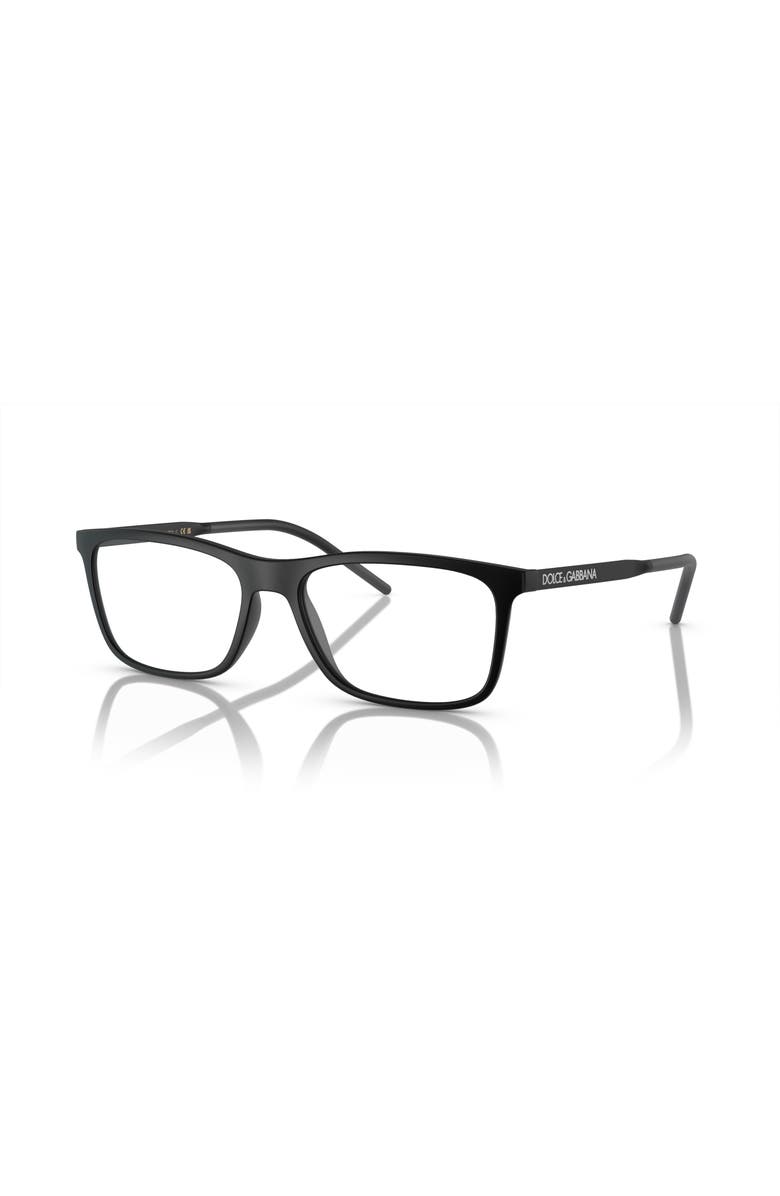 Dolce&Gabbana 55mm Rectangle optical glasses, Main, color, Black