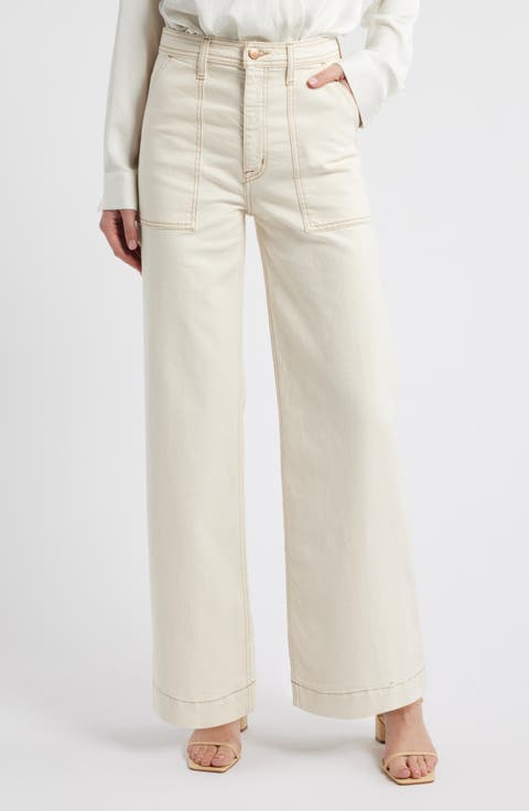 Penny High Waist Wide Leg Utility Jeans (Petite)