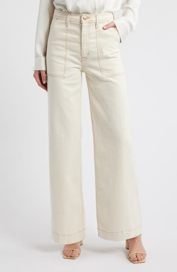 Pistola Penny High Waist Wide Leg Utility Jeans In White