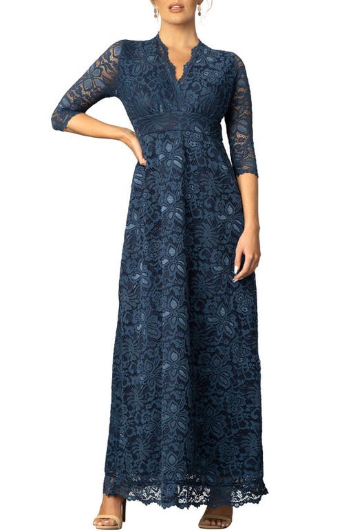 Kiyonna Maria Lace Evening Gown In Nocturnal Navy