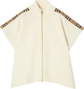 Burberry Girls' Check Trim Wool Cape