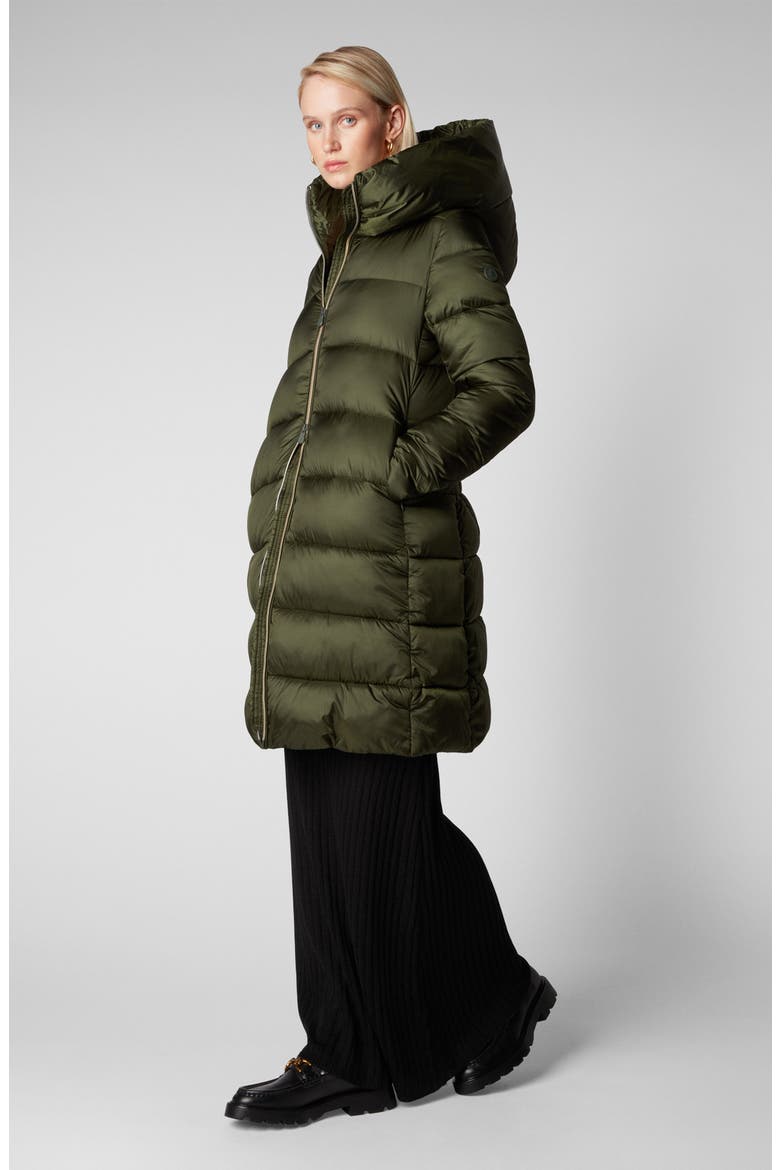 Lysa Quilted Hooded Longline Coat, Alternate, color, PINE GREEN
