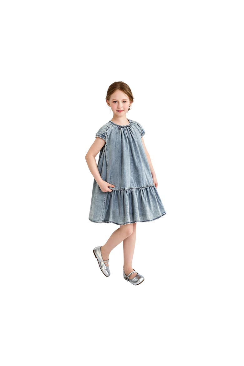 Denim Tiered Dress, Alternate, color, Blue