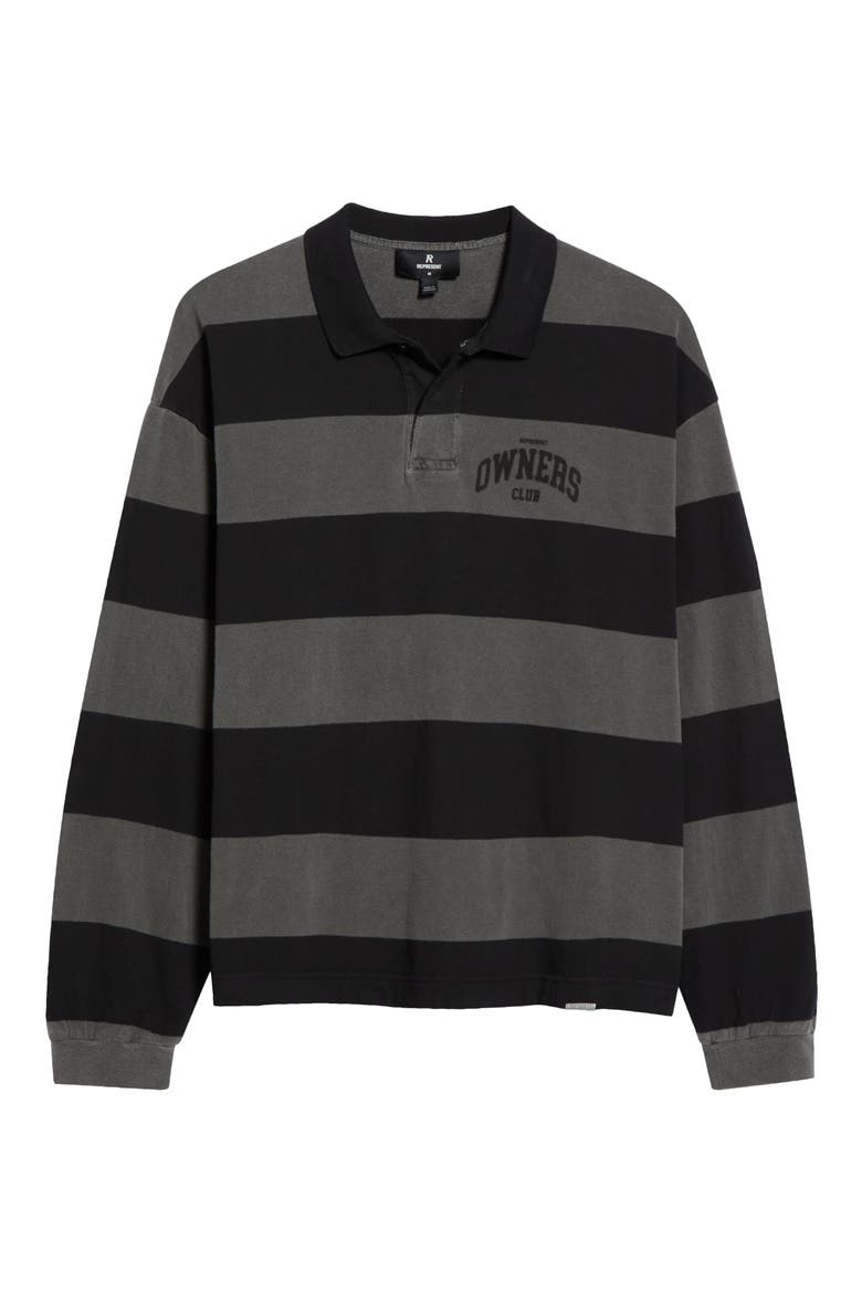 Owners Stripe Rugby Shirt, Main, color, WEATHERED BLACK