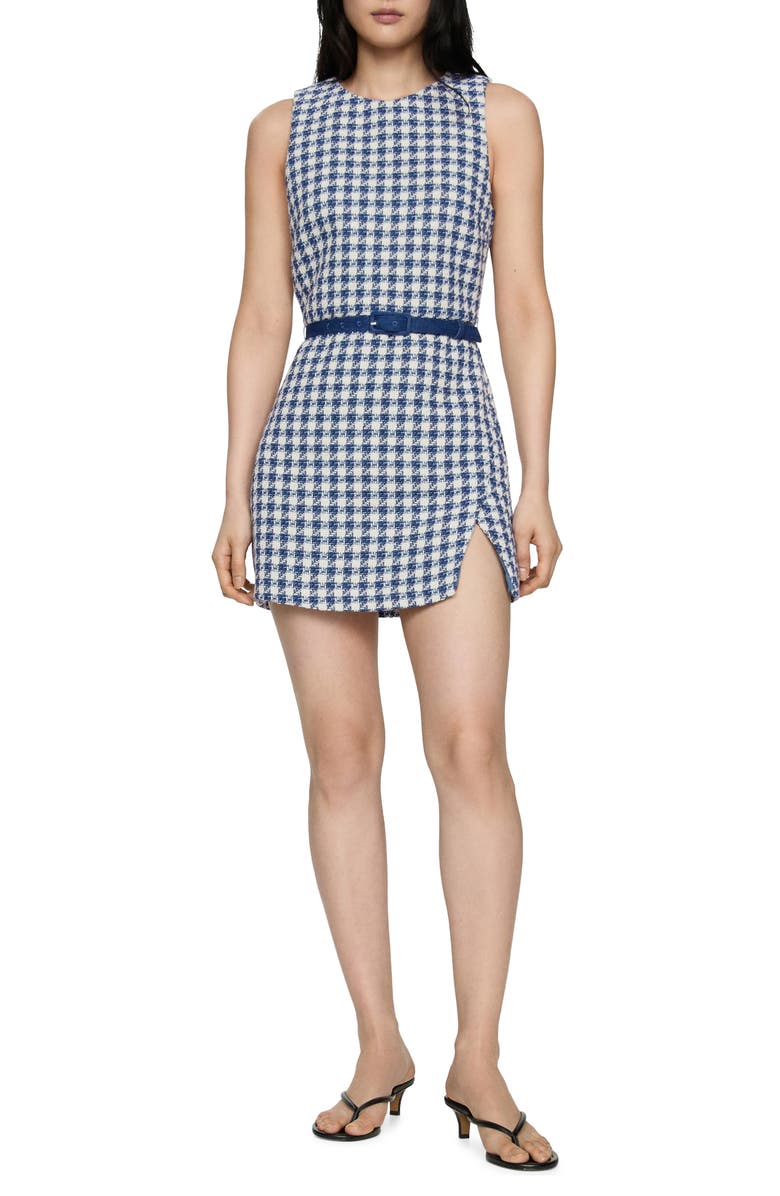 MANGO Houndstooth Belted Minidress, Main, color, 