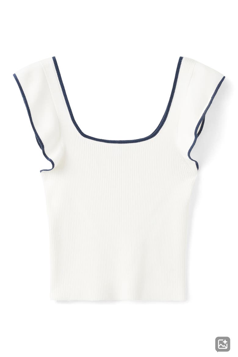 Kids' Two-Tone Ruffled Top, Alternate, color, WHITE