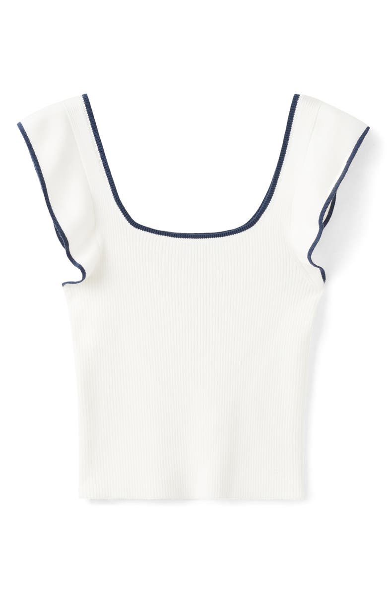 MANGO TEEN <p>Kids' Two-Tone Ruffled Top </p>, Alternate, color, White