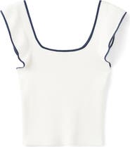 MANGO TEEN Kids' Two-Tone Ruffled Top