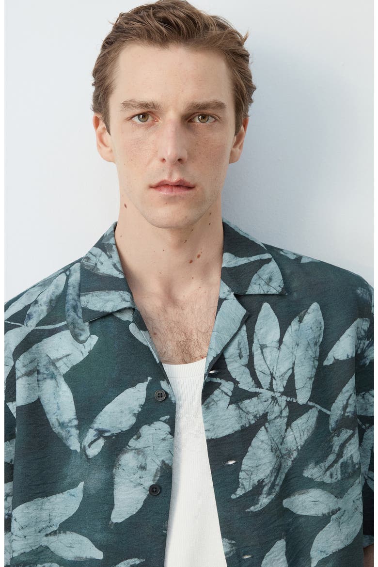 Tropical Print Camp Shirt, Alternate, color, EMERALD GREEN