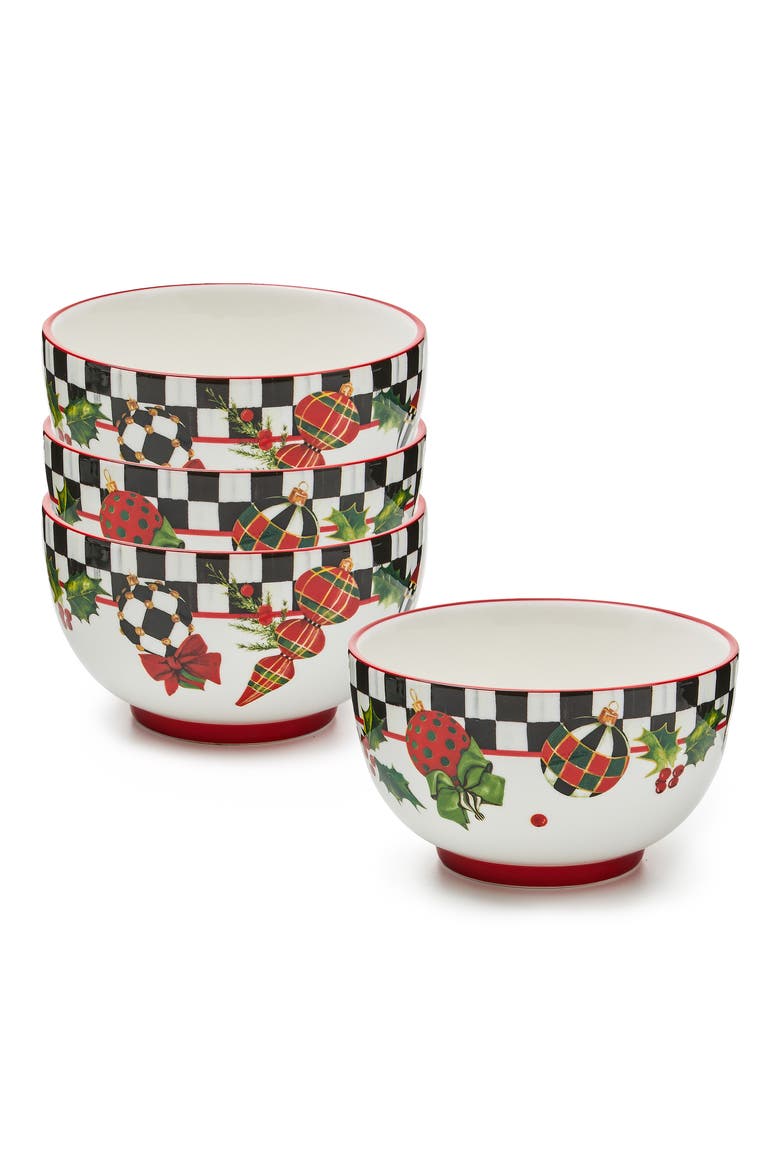 Set of 4 Deck the Halls Breakfast Dinnerware Bowls, Main, color, MULTI