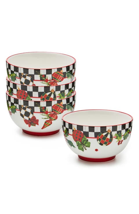 Set of 4 Deck the Halls Breakfast Dinnerware Bowls