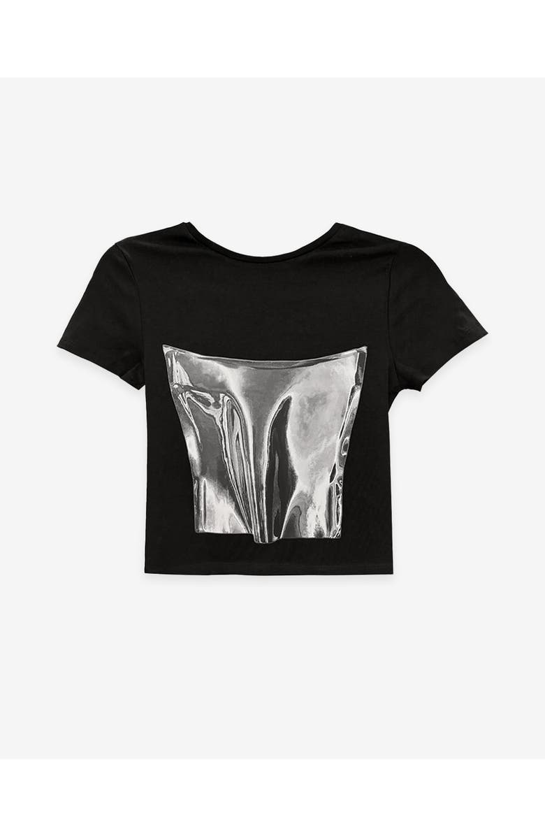 KATE BARTON Printed Corset Baby Tee, Main, color, 