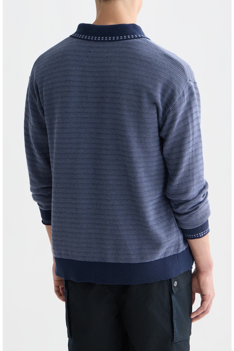Jacquard Cotton Polo Cardigan, Alternate, color, PAGEANT BLUE