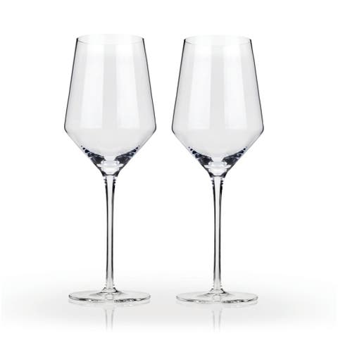 Raye Crystal Angled Chardonnay Glasses Set of 2