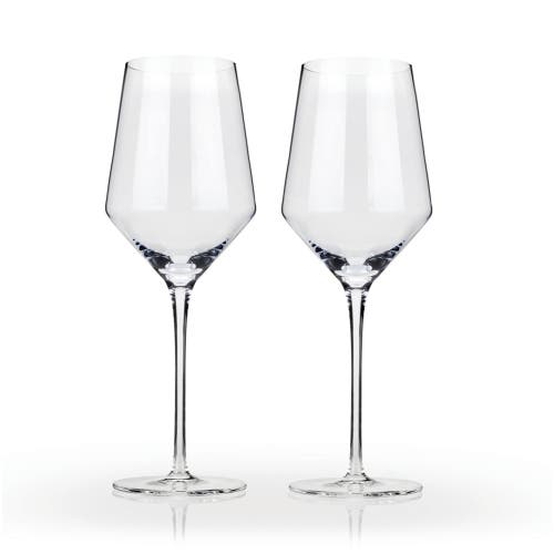 Viski Raye Set Of 2 Crystal Chardonnay Glasses In Clear