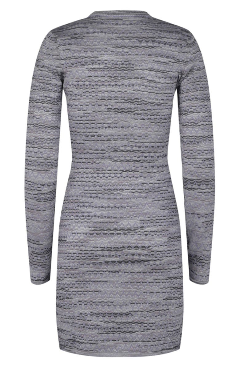 M Missoni Geometric Long Sleeve Minidress, Alternate, color, Lilac Base With Black And Grey