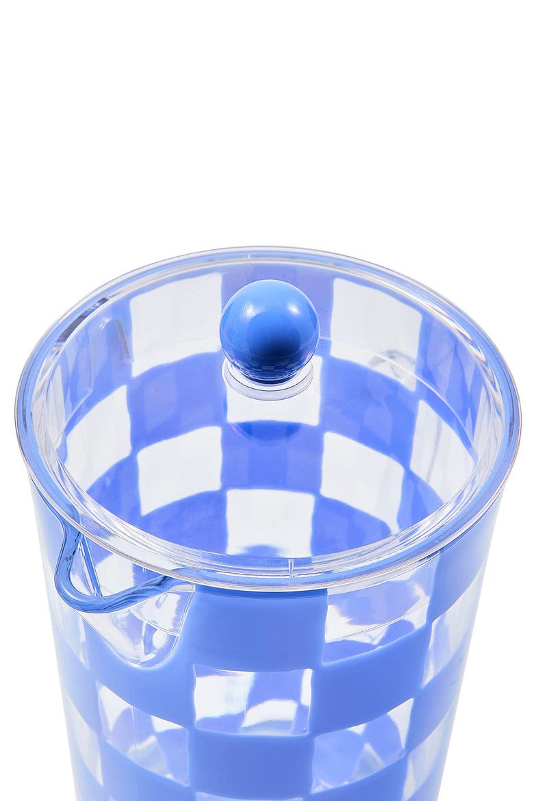 Blue Check Acrylic Pitcher, Alternate, color, BLUE