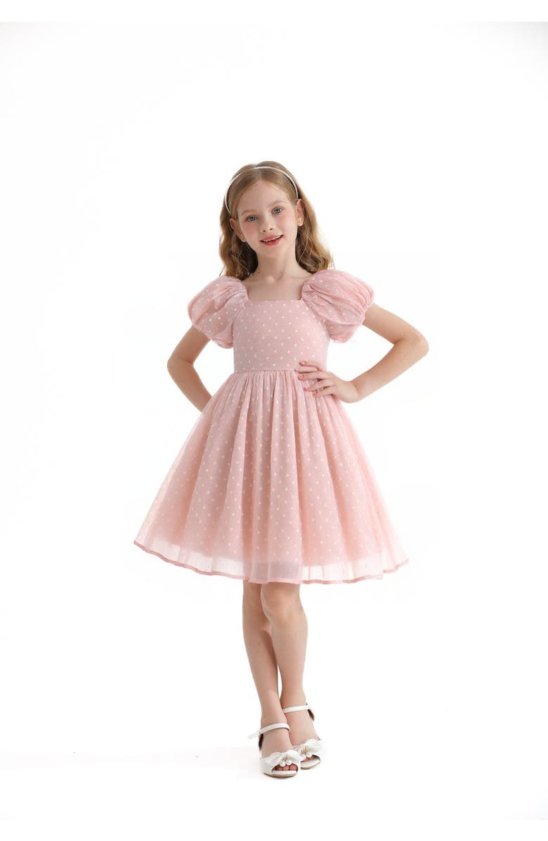 Sweet Cactus Polka Dot Empire Dress, Main, color, Pink