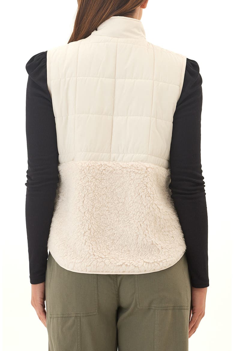 Janey Faux Shearling Mixed Media Puffer Vest, Alternate, color, TAPIOCA