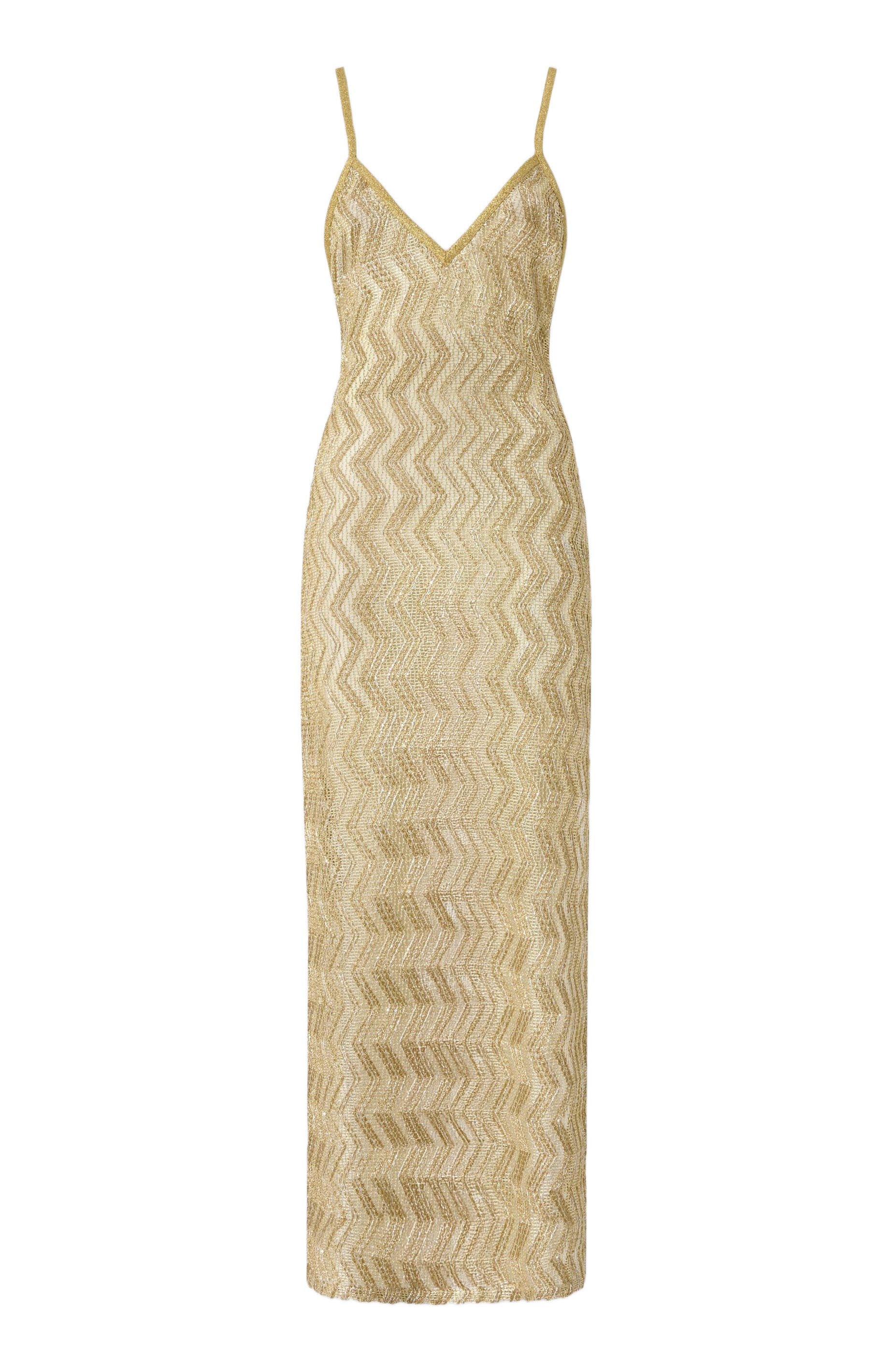 Long Mesh Cover-up With Zigzag Pattern And Sequins - image 2
