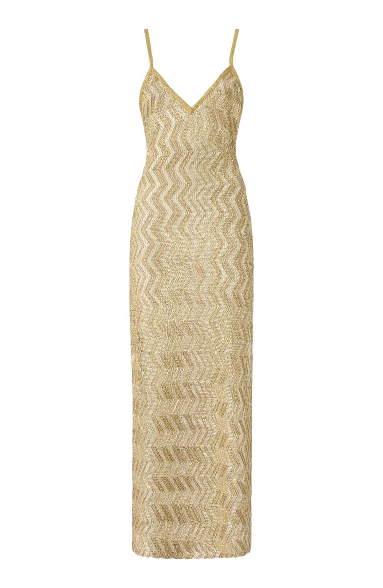 Missoni Long Mesh Cover-up With Zigzag Pattern And Sequins, Alternate, color, Gold