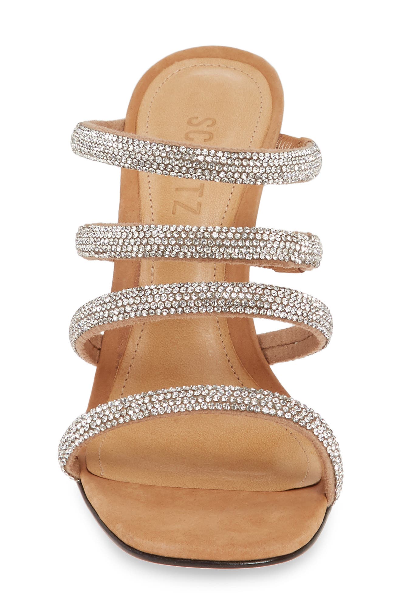 Sariah Strappy Crystal Slip-On Sandal, Alternate, color, HONEY BEIGE CRISTAL