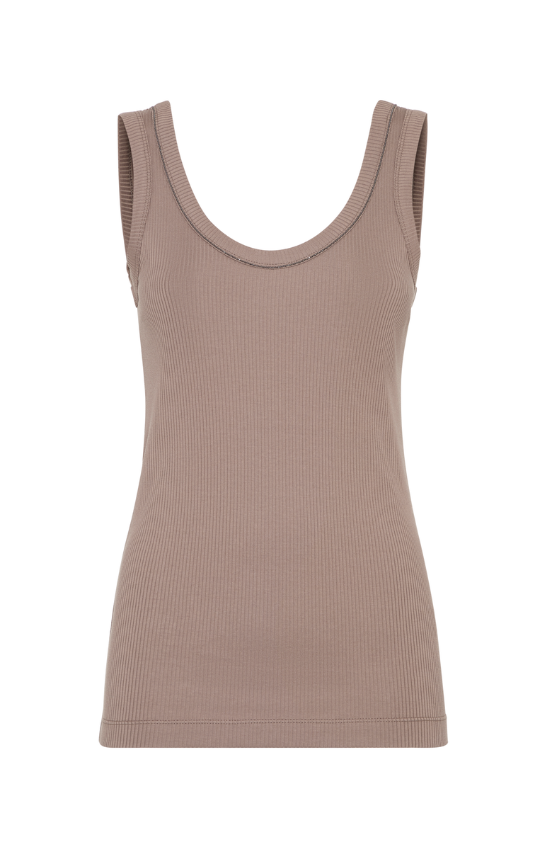 Brunello Cucinelli Ribbed jersey top, Main, color, 