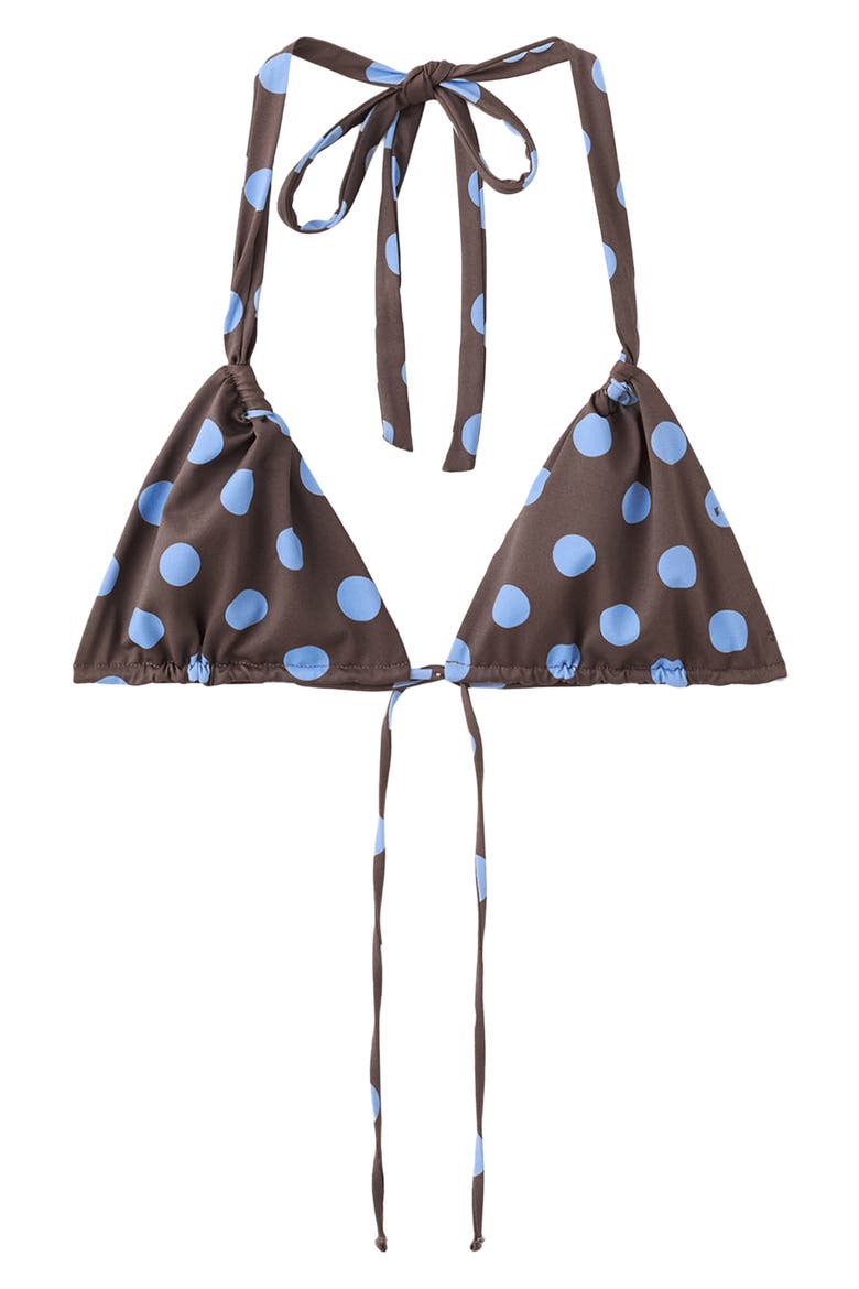 Polka Dot Triangle Bikini Top, Main, color, CHOCOLATE