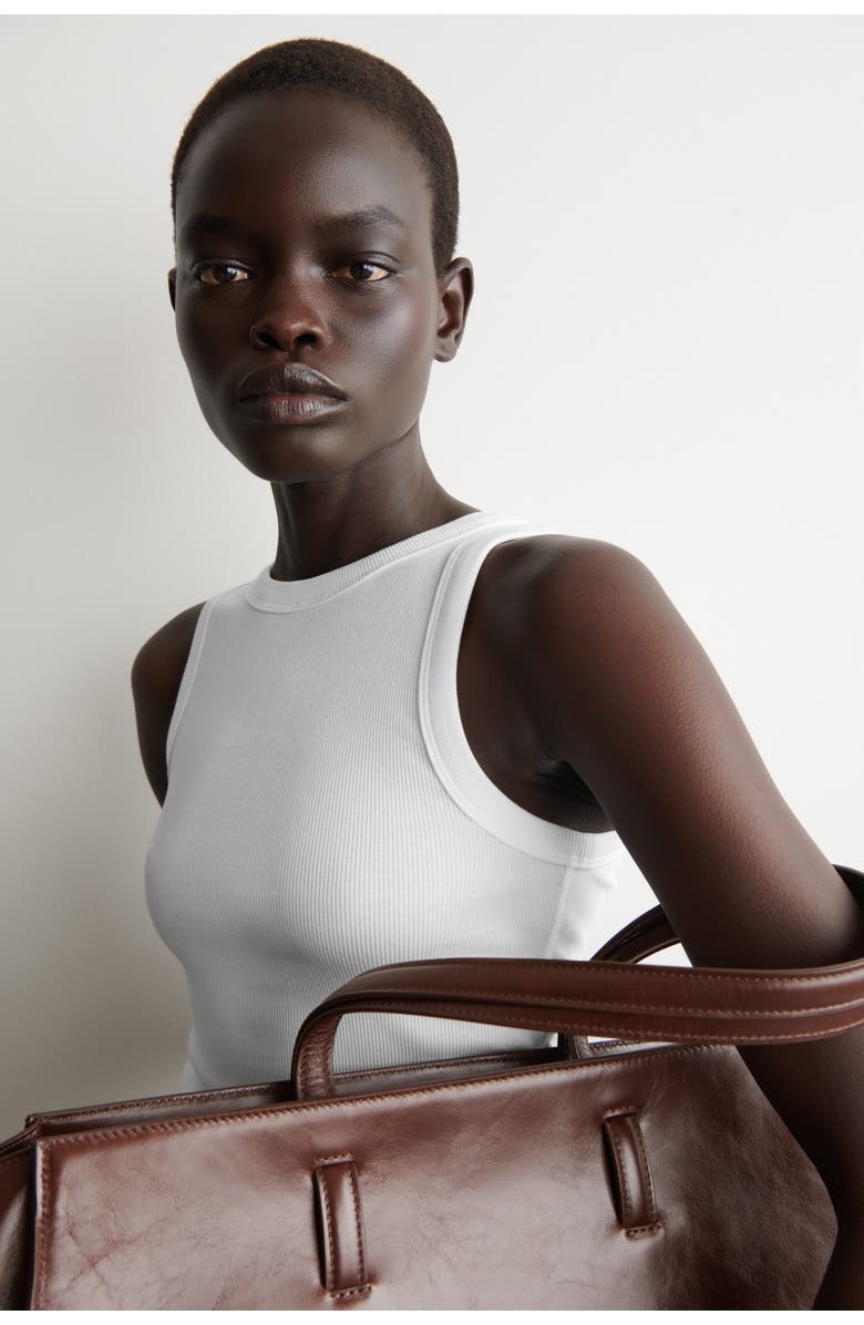 COS Ribbed Cotton Tank Top, Alternate, color, White