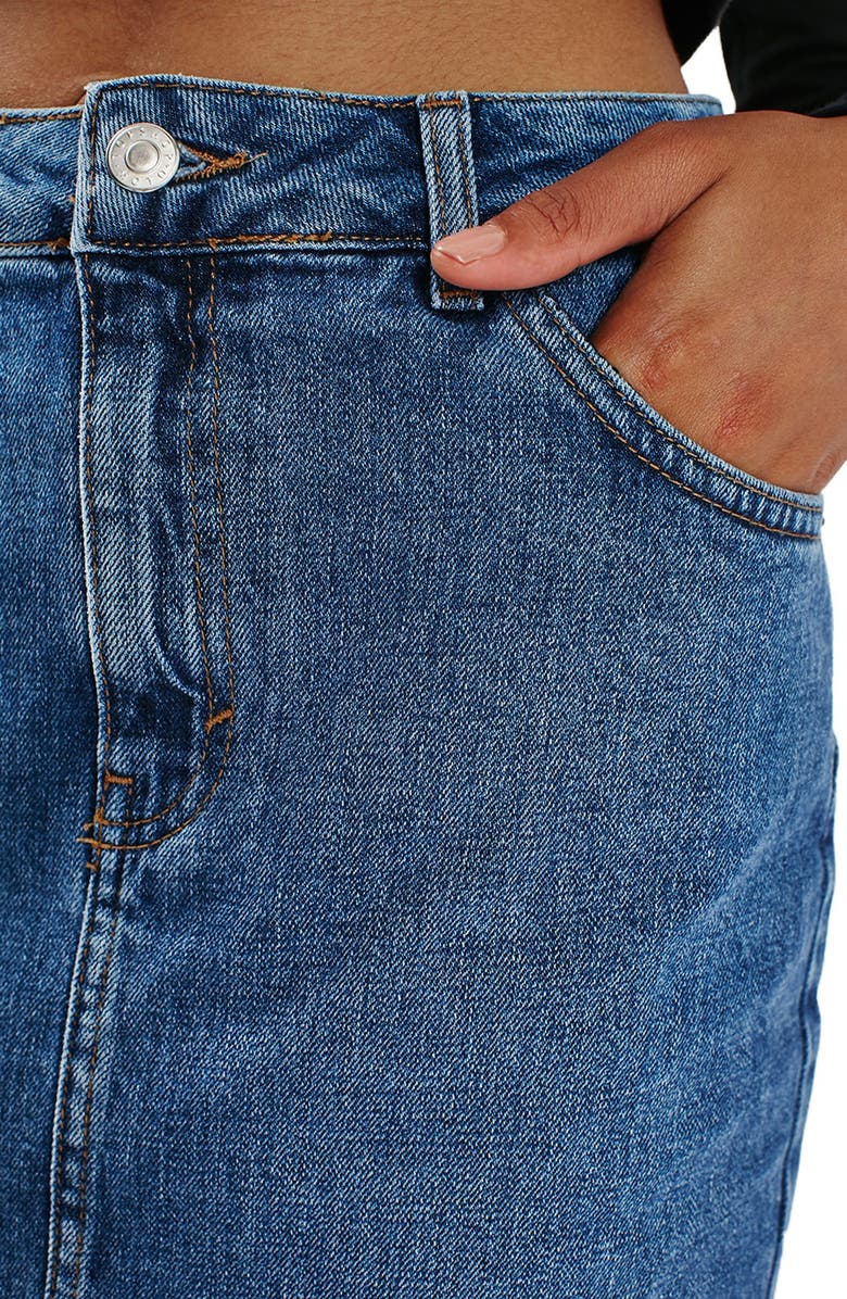 Topshop Moto High Rise Denim Skirt, Alternate, color,