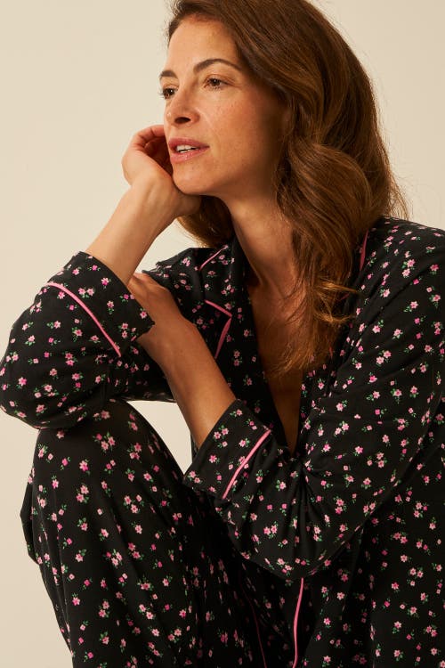 Stripe & Stare Long Pyjama Set In Black