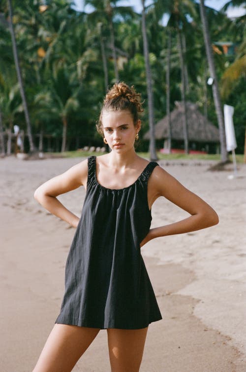 Hope And May Nia Cotton Linen Mini Dress In Ink