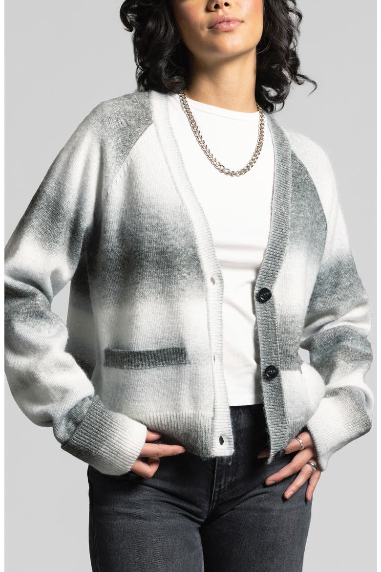 Brina Ombré Stripe Cardigan, Alternate, color, FOREST STRIPE