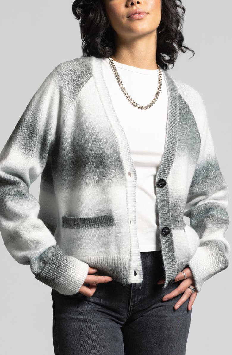 WEEKEND LOS ANGELES Brina Ombré Stripe Cardigan, Alternate, color, Forest Stripe