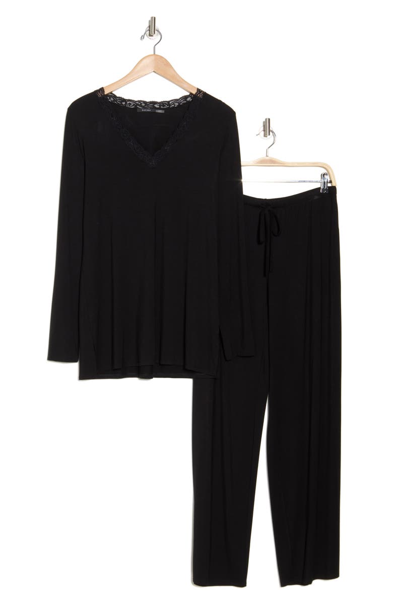 Natori Feathers Essentials Long Pajamas, Alternate, color,