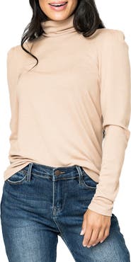 GIBSONLOOK Puff Sleeve Rib Turtleneck