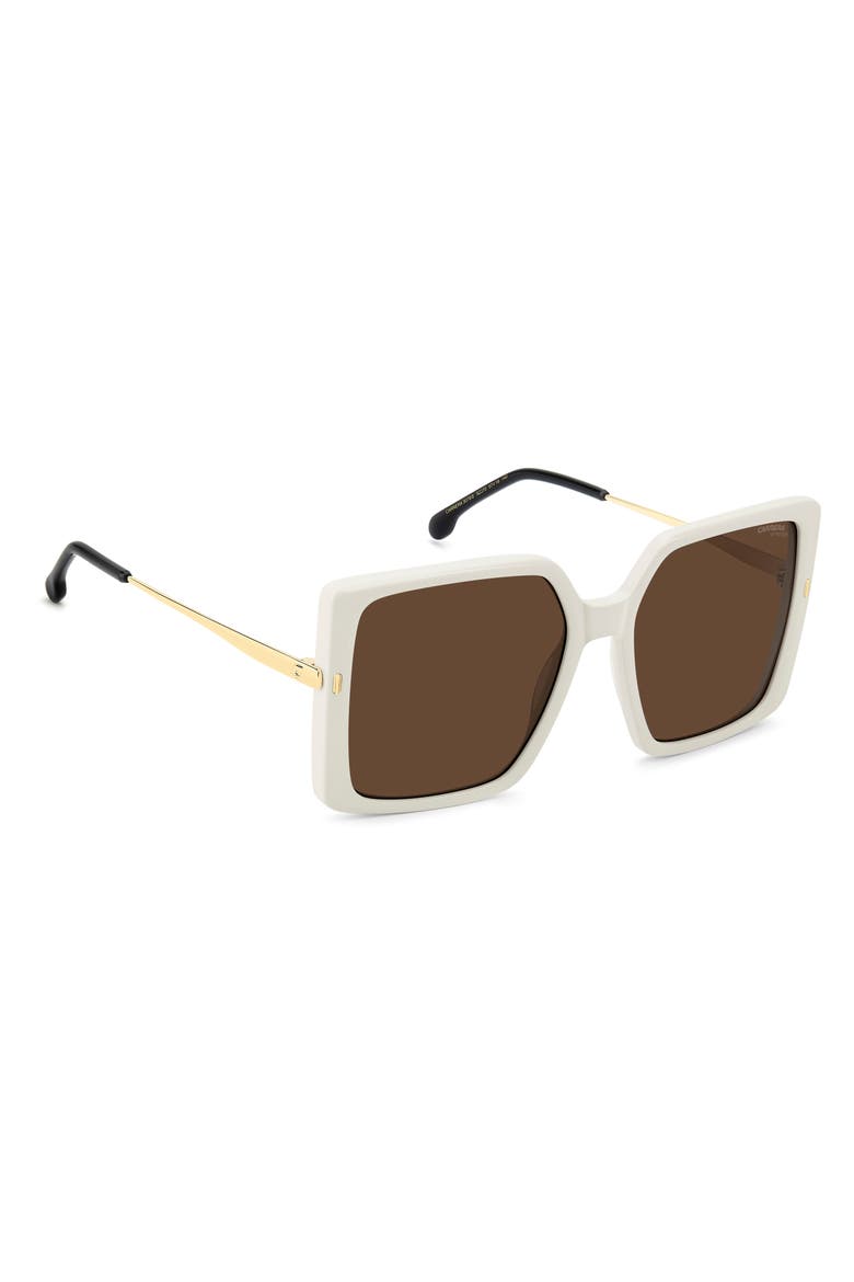 57mm Rectangular Sunglasses, Alternate, color, IVORY/ BROWN