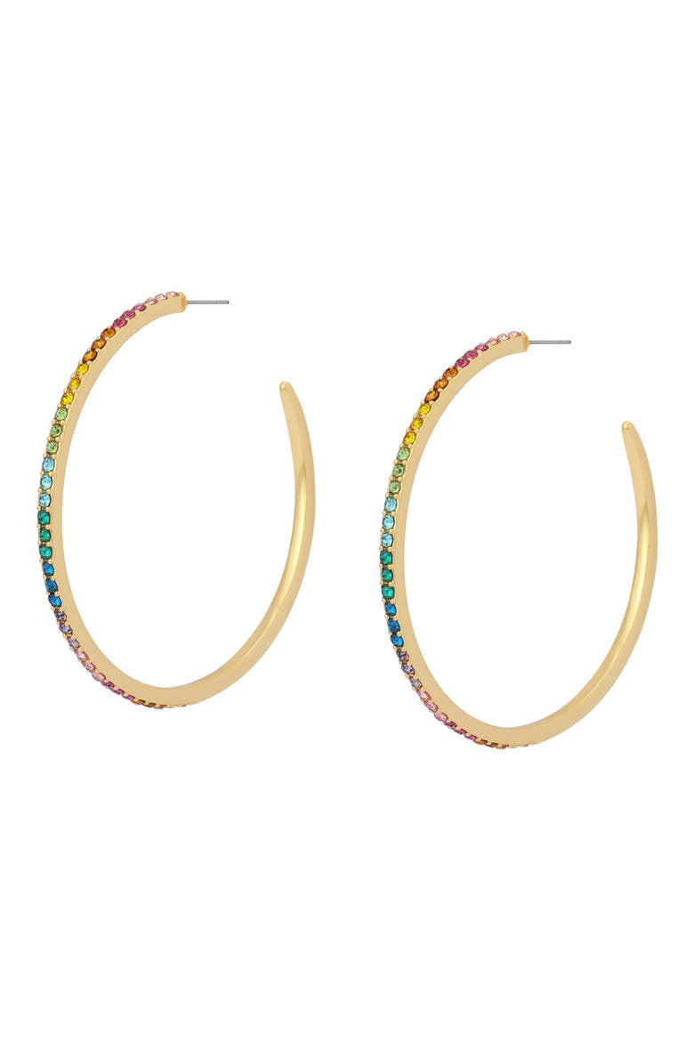 Large Pavé Hoop Earrings, Alternate, color, GOLD/ MULTI