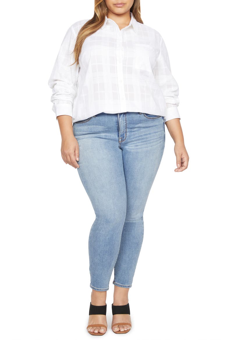 Keepers Boyfriend Button-Up Shirt, Alternate, color, WHITE JASMINE PLAID