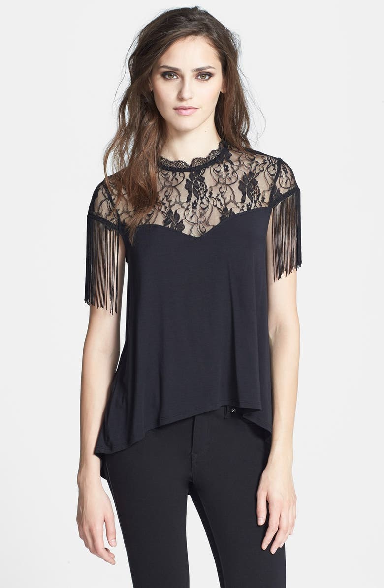 Madison & Berkeley Fringe Shoulder Swing Top, Main, color, 