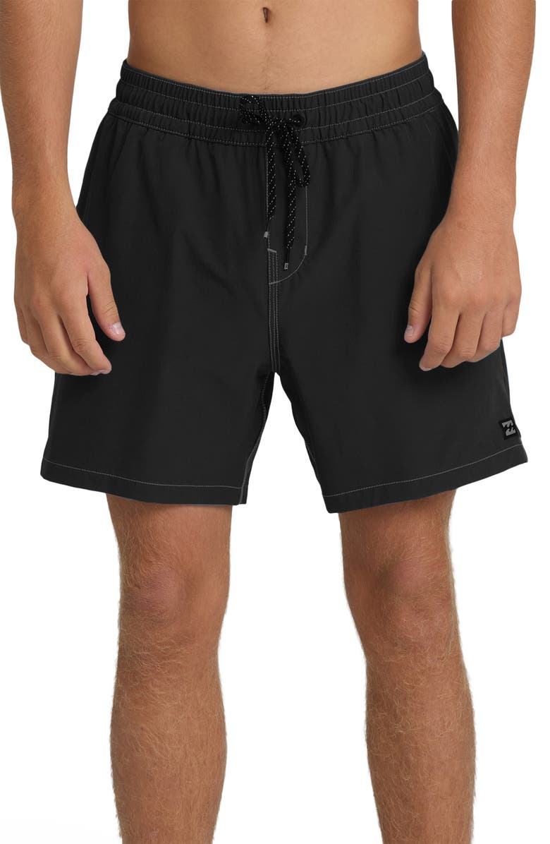 Billabong Lineup Solid LB Board Shorts, Main, color, Black